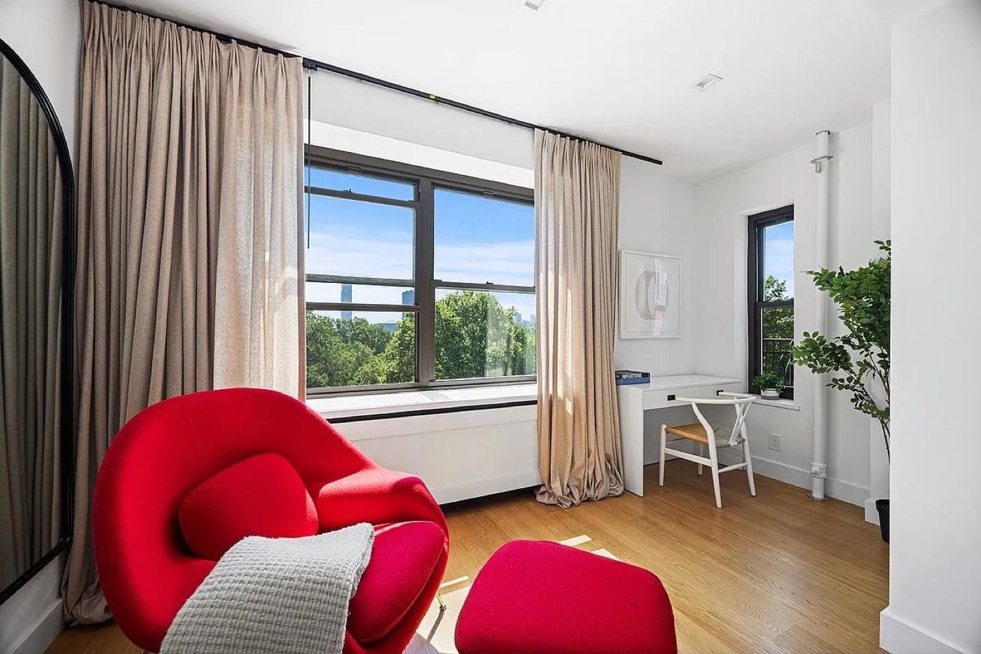 A staged interior with morning light