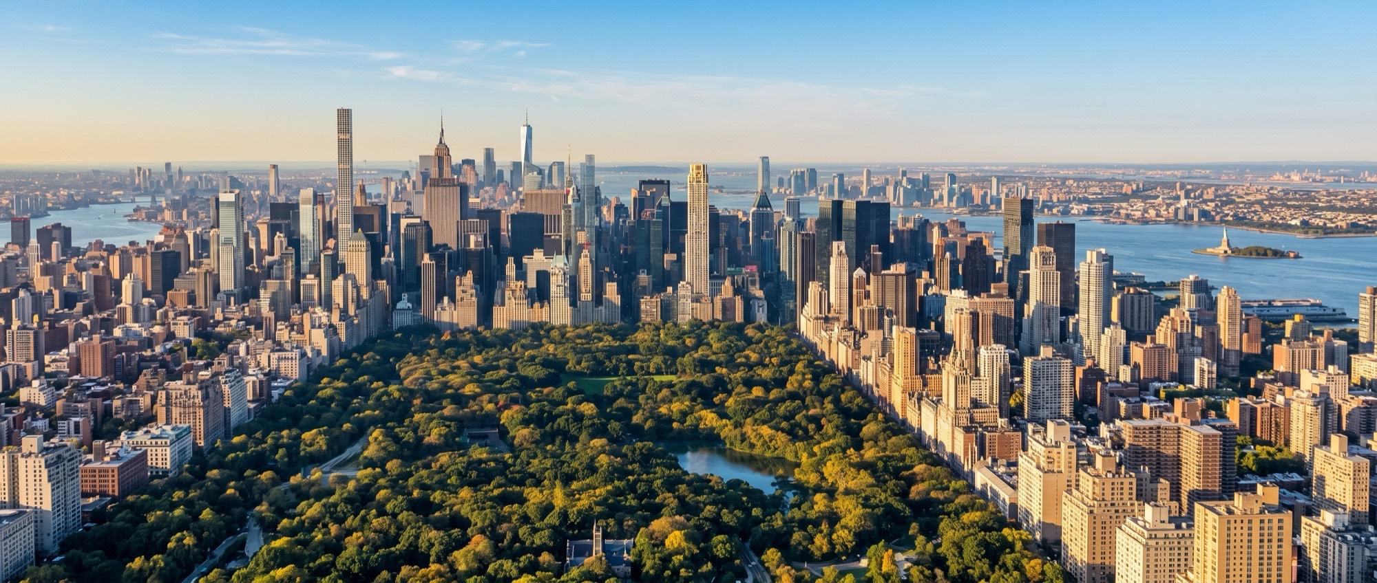 Central Park and the Manhattan skyline from above